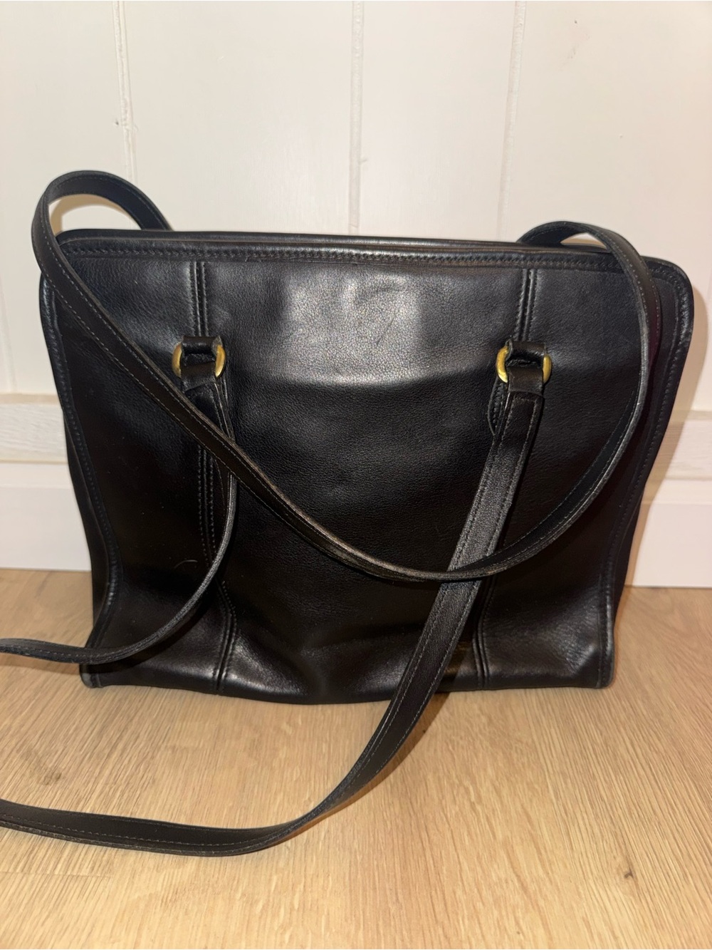Classic Black Leather Shoulder Bag